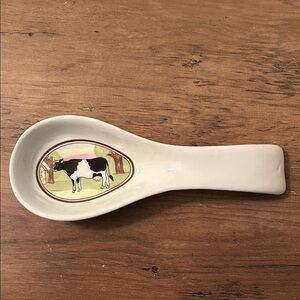 VINTAGE ARTMARK CERAMIC COW THEMED 7.5” KITCHEN SPOON REST SPOONREST